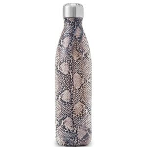 S'well Exotic Reptile Pattern Water Bottle - Silver and Tan brown